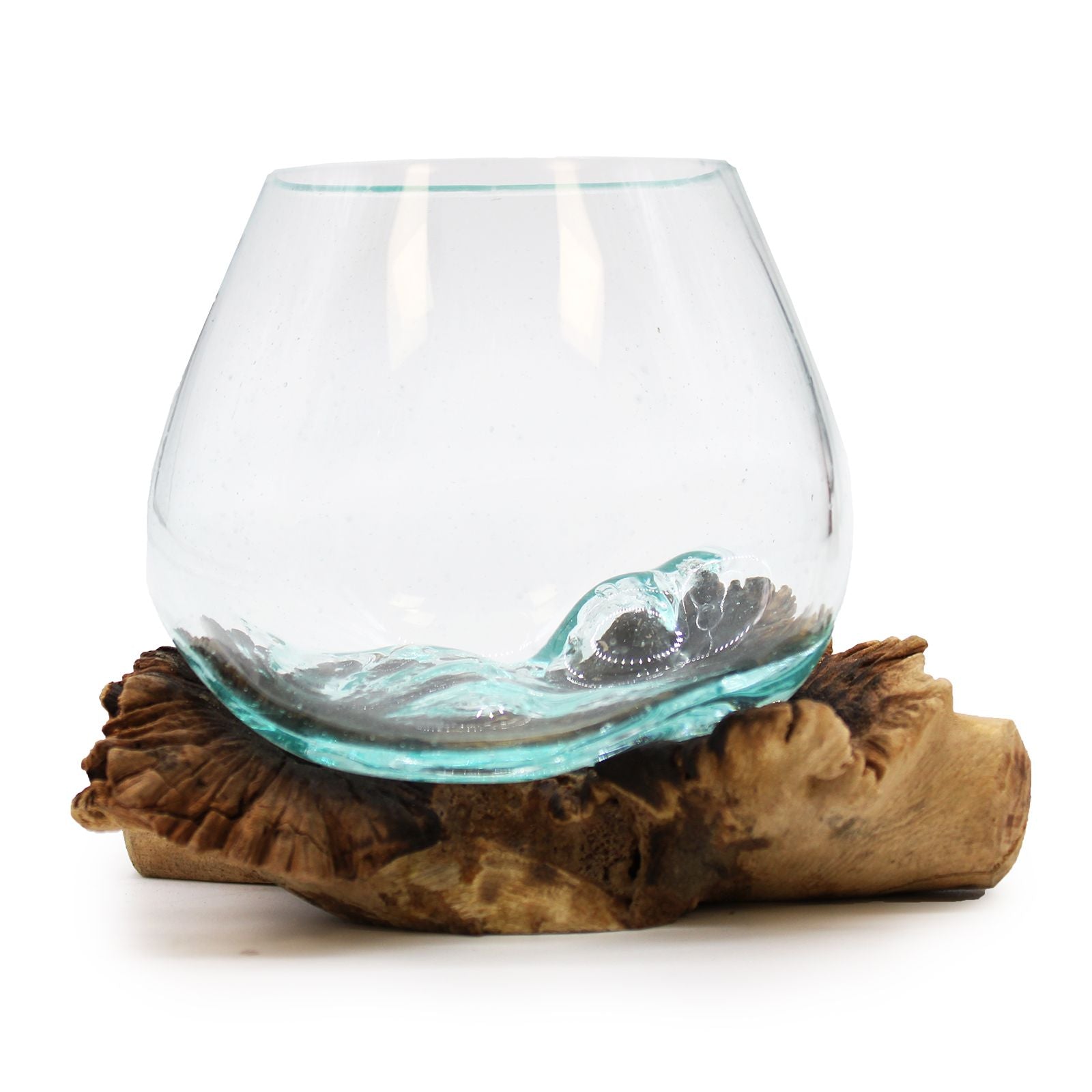 Molten Glass Bowl on Wood – Small