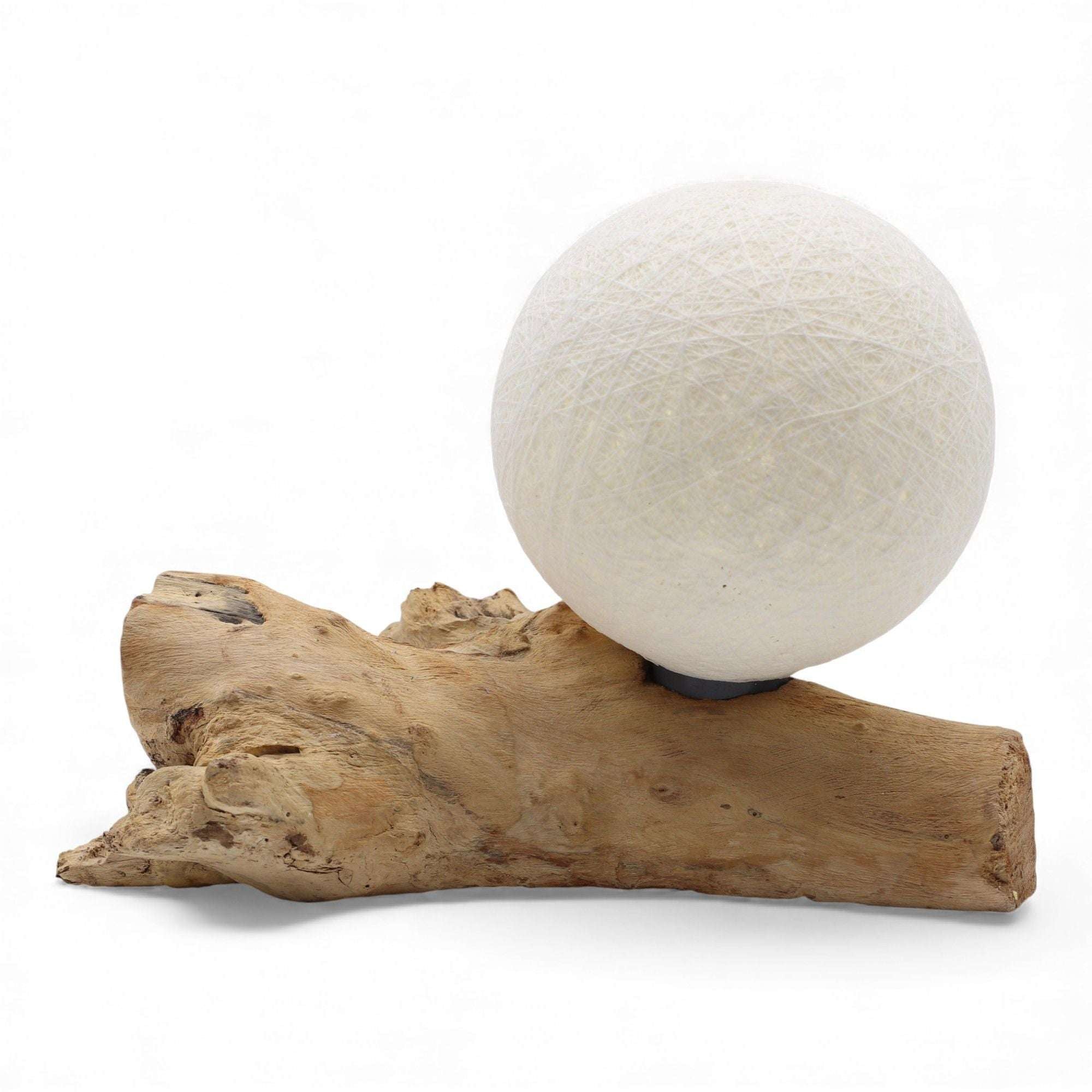 DriftGlow Driftwood Lamp – Cotton Luna Ivory Shade