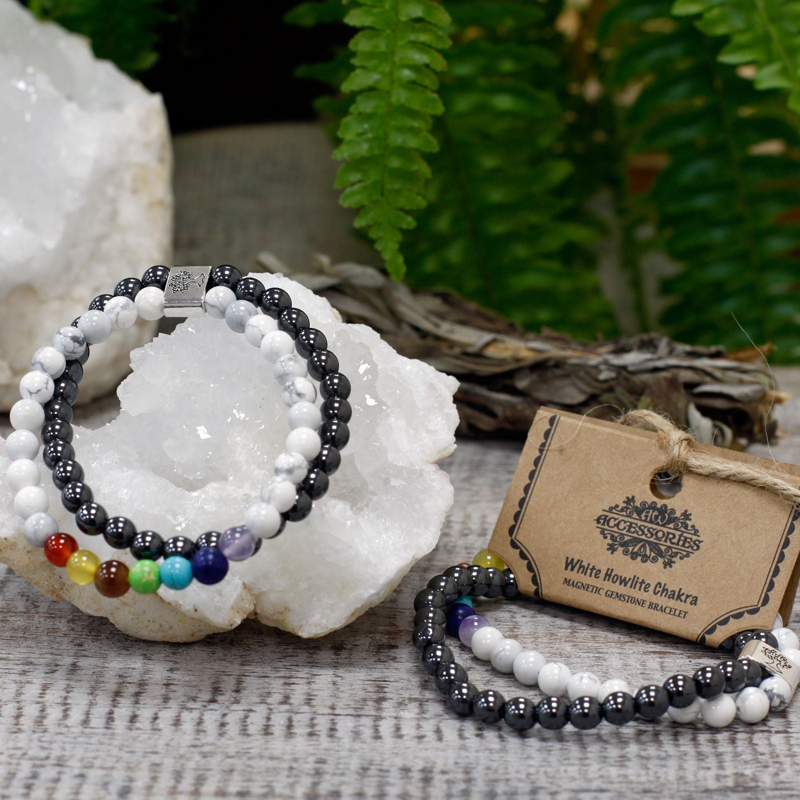 Magnetic Gemstone Bracelet – White Howlite