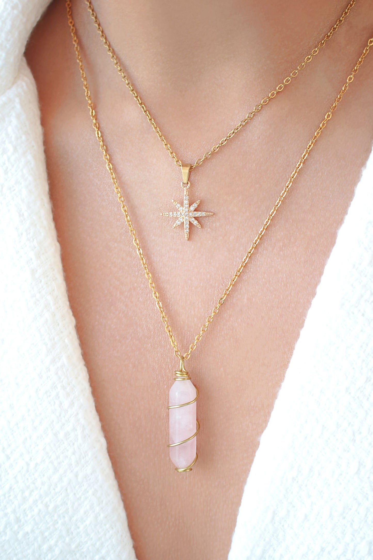 18K Double-Ended Natural Crystal Necklace