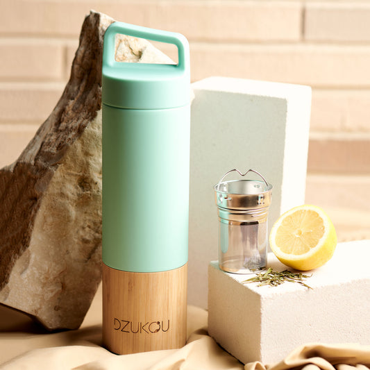 Bamboo and Stainless Steel Thermos Bottle 530 ml