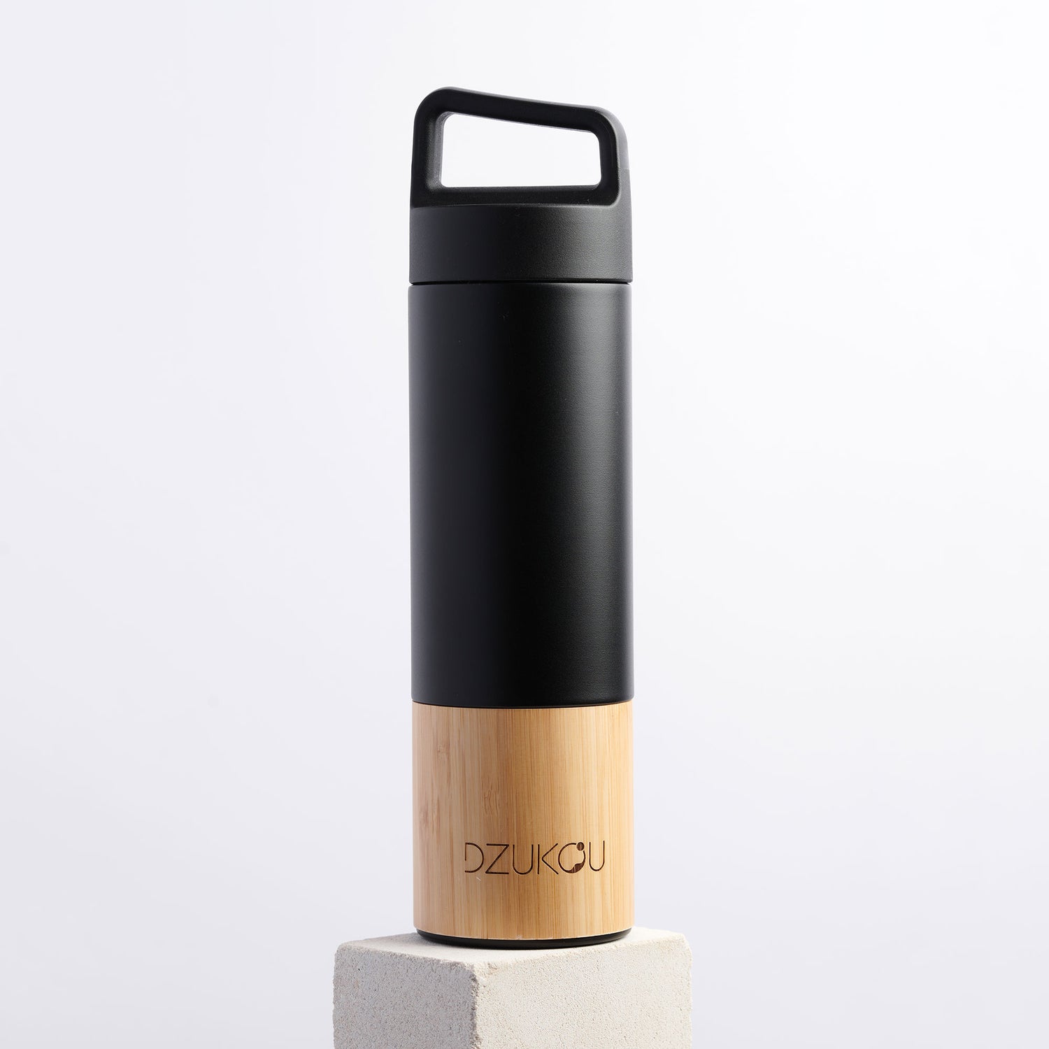 Bamboo and Stainless Steel Thermos Bottle 530 ml (Black)