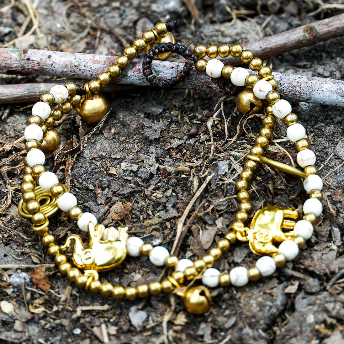 Boho Brass Elephant Bracelet 