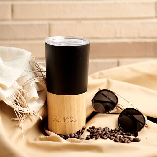 Bamboo and Stainless Steel Coffee Tumbler 470 ml (black)