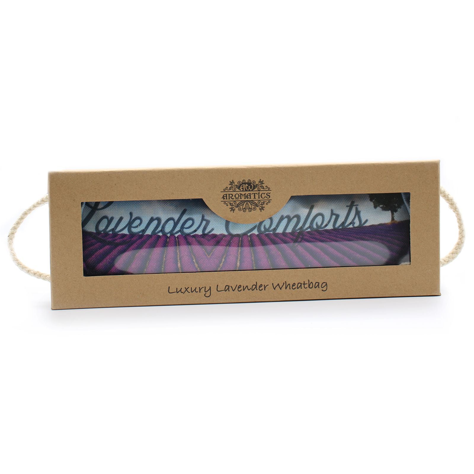 Lavender Comforts wheat bag filled with natural wheat in gift box