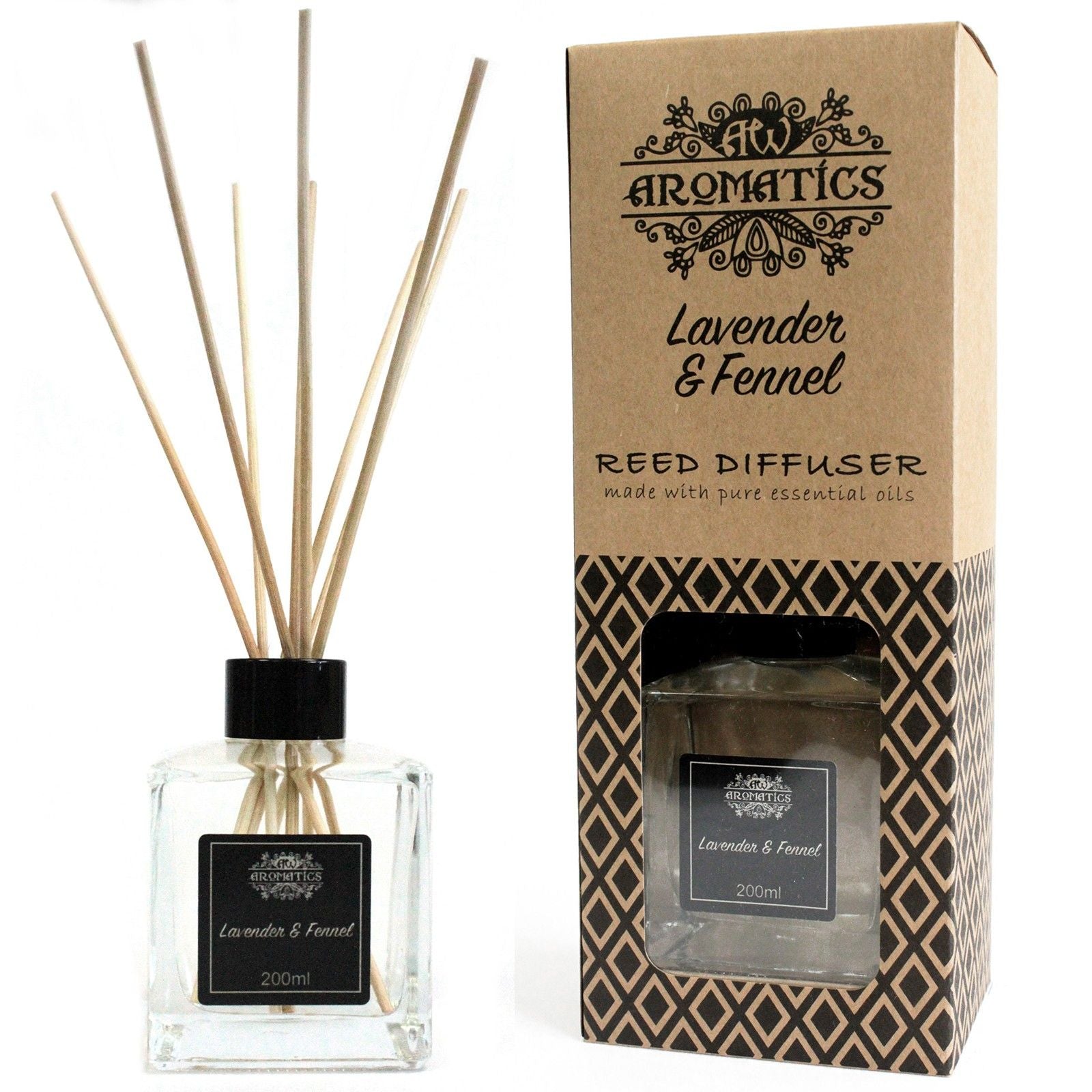 Lavender and fennel essential oil reed diffuser with natural rattan reeds