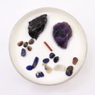 Solar Plexus crystal candle with Amethyst and Black Agate gemstones