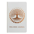 White guided wellness journal with rose gold Tree of Life hardcover and 120 pages for daily reflection
