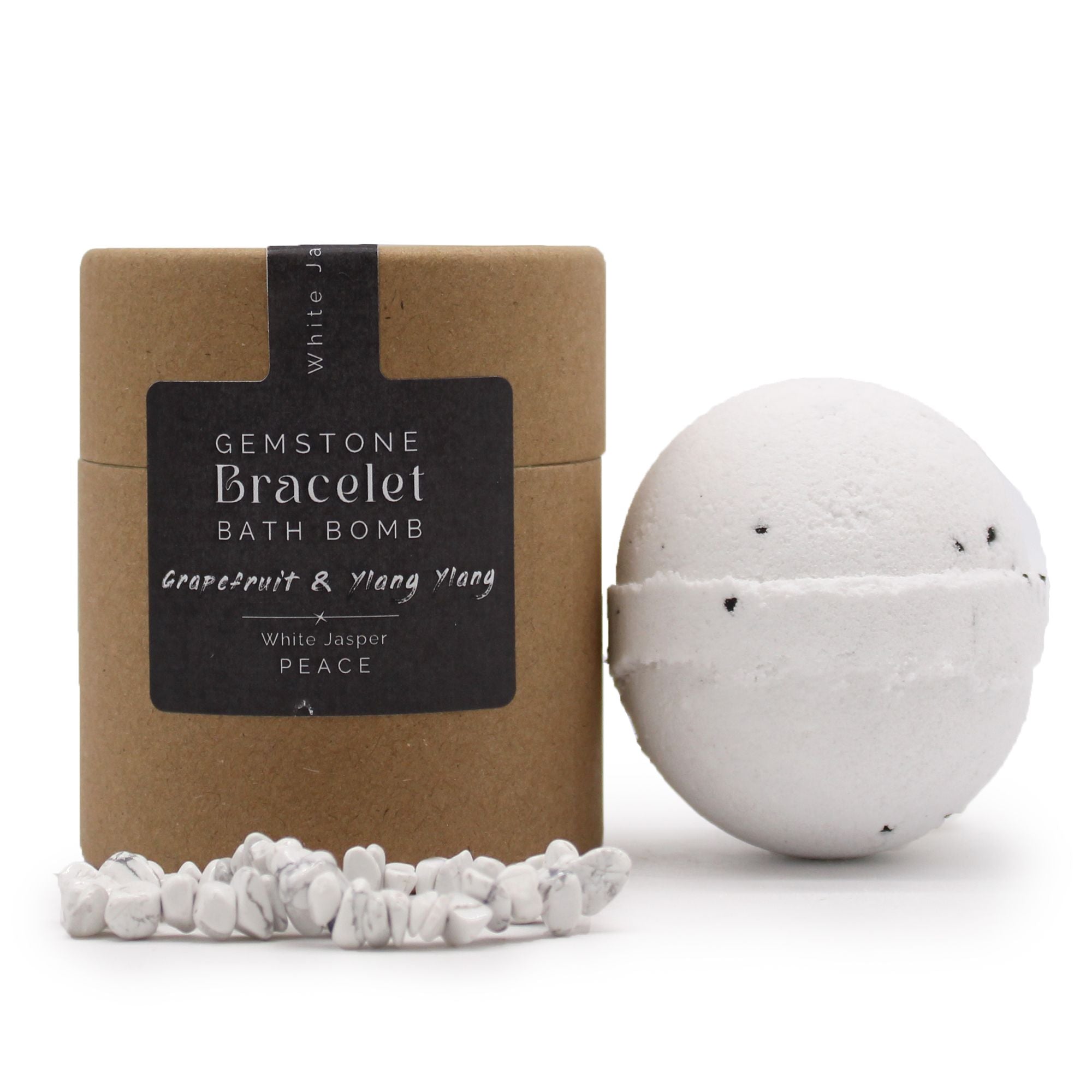 White Jasper bracelet bath bomb with Grapefruit and Ylang Ylang