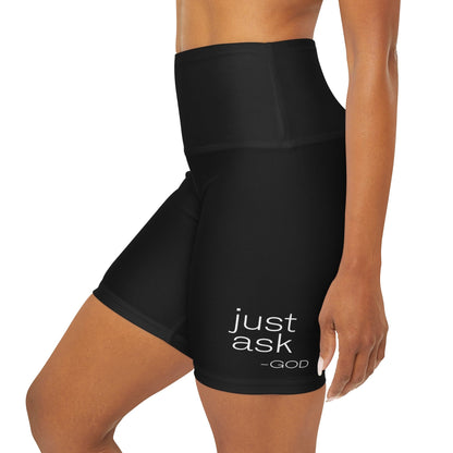 Women’s High-Waisted Black Yoga Shorts – Just Ask God