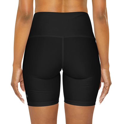 Women’s High-Waisted Black Yoga Shorts – Just Ask God